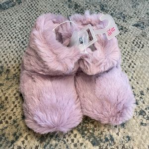 Cat & Jack Girls Fur Bootie Slippers Size M 7/8 Purple NWT